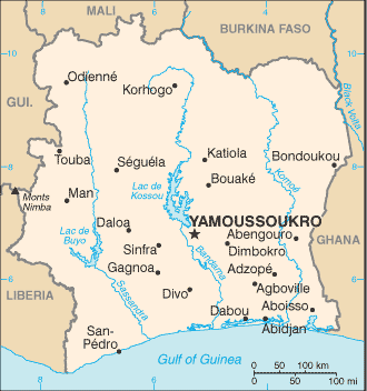 Map of Cote dIvoire
